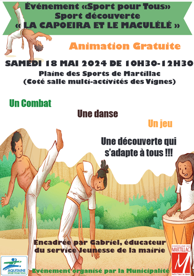 "Sport pour tous". Thématique de "Sport Découverte" . Capoeira et Maculelê