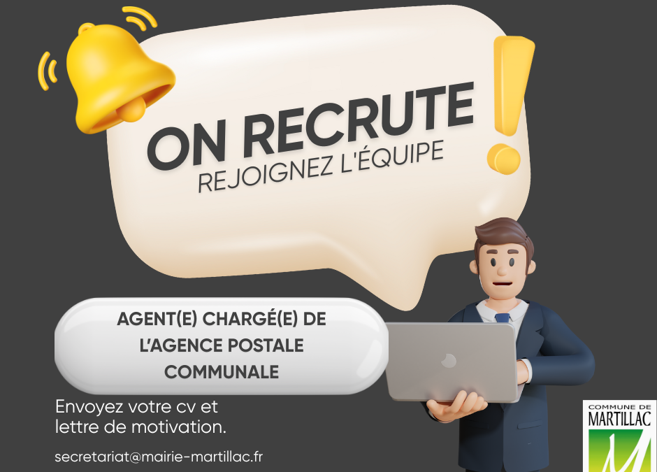 La commune recrute un(e) agent(e) pour son Agence Postale Communale