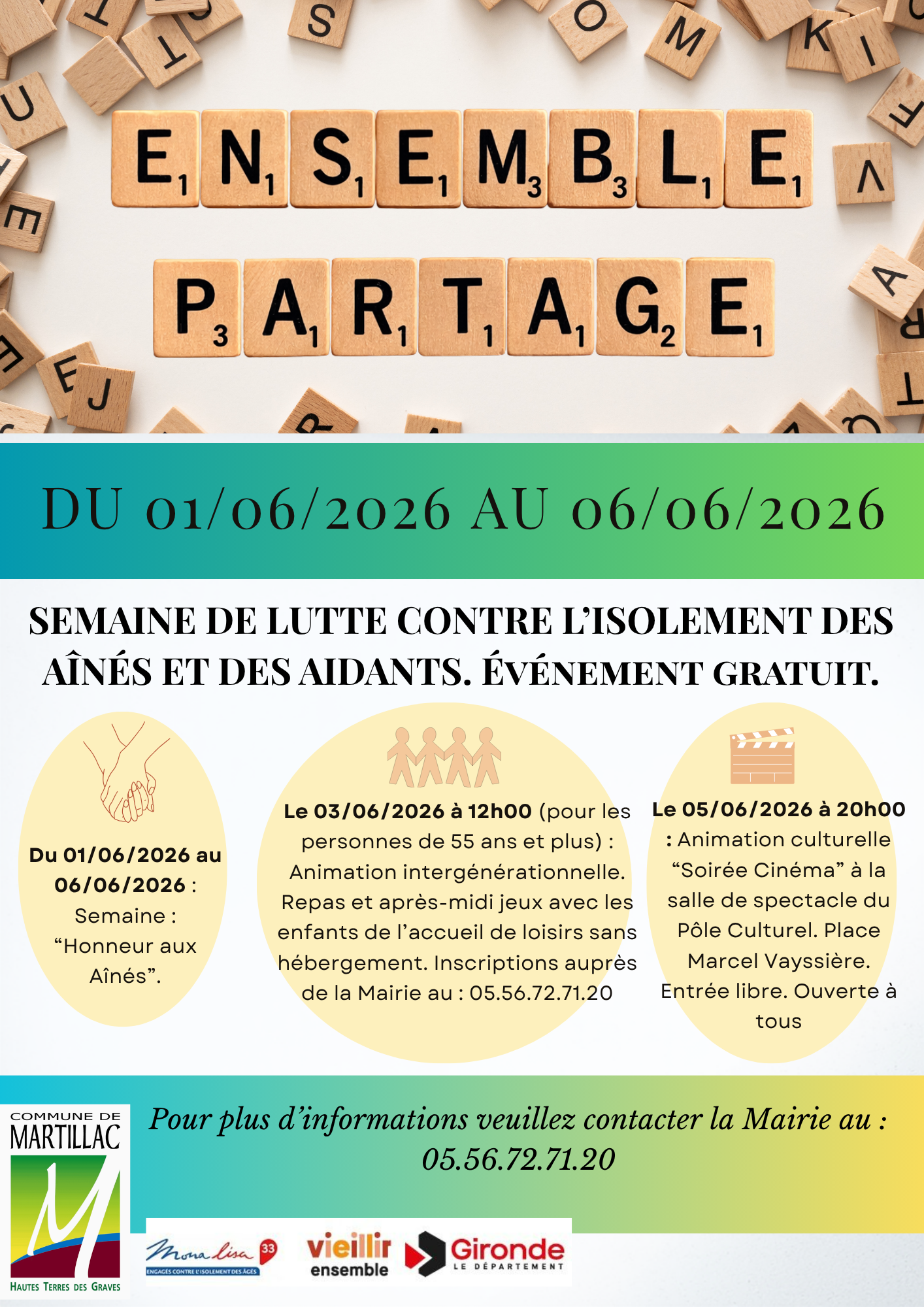 SEMAINE DE LUTTE CONTRE L'ISOLEMENT DES AÎNÉS ET DES AIDANTS