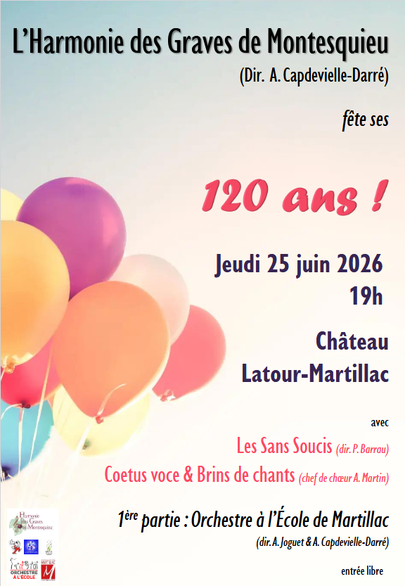 CONCERT D'ÉTÉ PRÉSENTÉ PAR L'ASSOCIATION DE L'HARMONIE DES GRAVES DE MONTESQUIEU