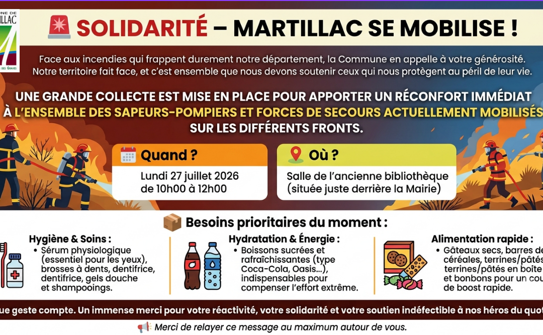 🚨 SOLIDARITÉ – MARTILLAC SE MOBILISE !