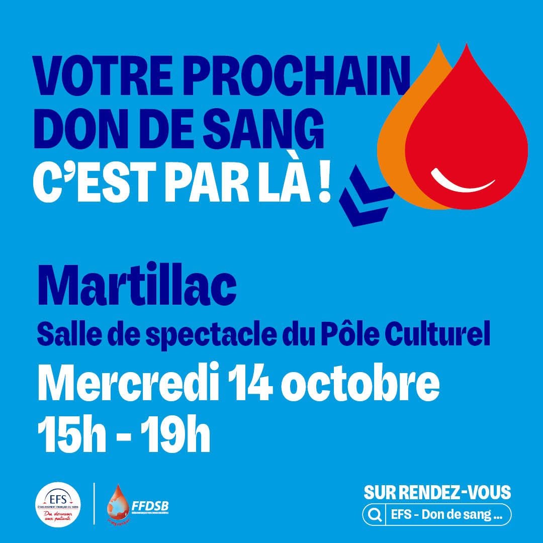 DON DE SANG - MERCREDI 14 OCTOBRE